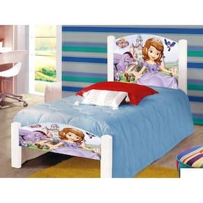 Cama Infantil Solteiro Adesivada Princesa Sofia Branco