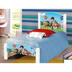 Cama Infantil Solteiro Patrulha Canina Colchão Branco
