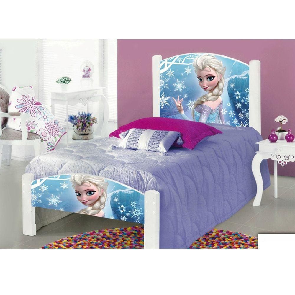 Cama Solteiro Infantil Frozen Branco