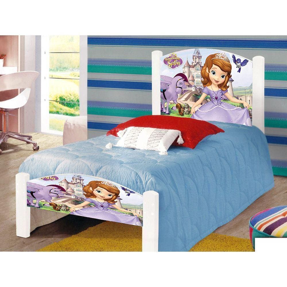Cama Solteiro Infantil Princesa Sofia Branco