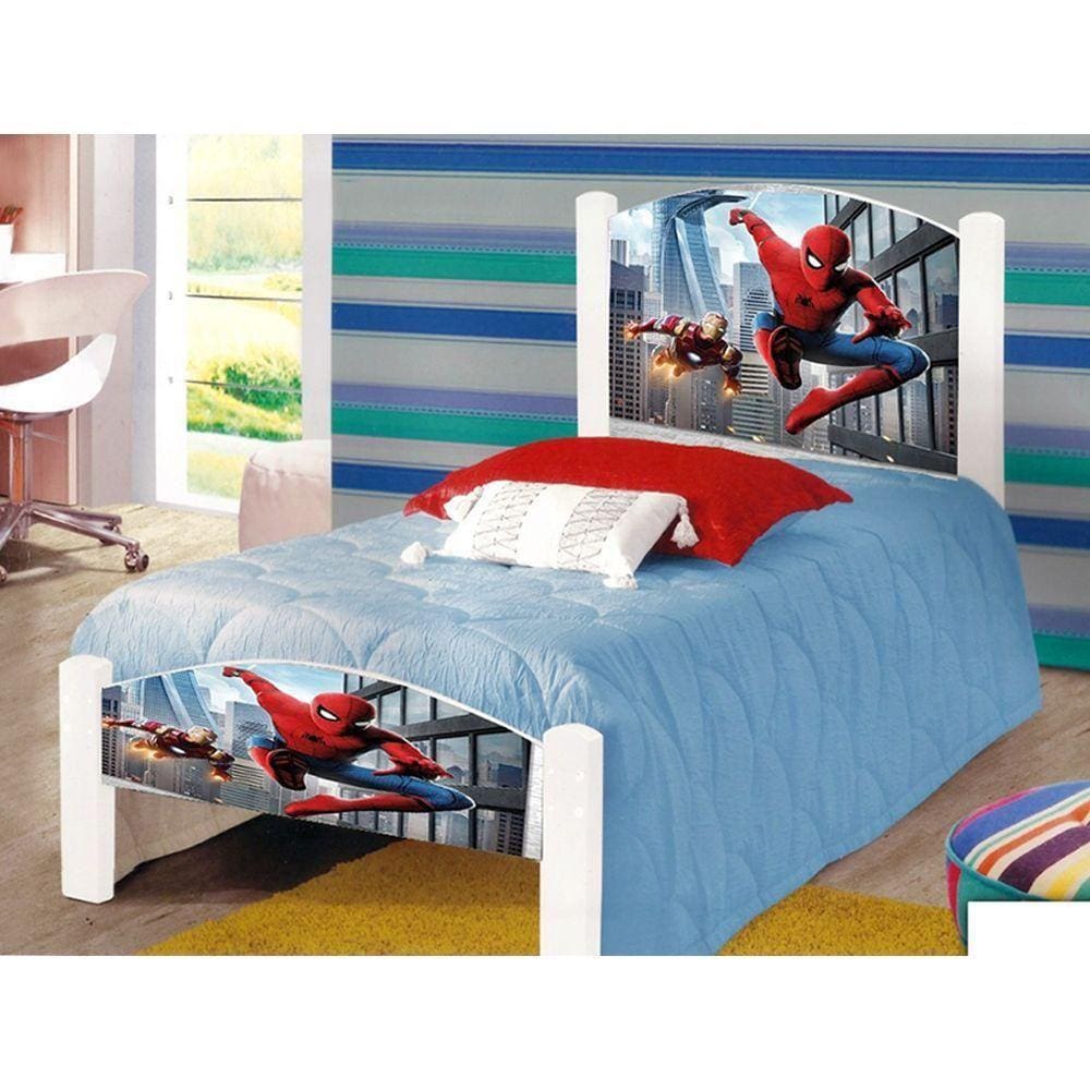 Cama Solteiro Infantil Homem Aranha Branco