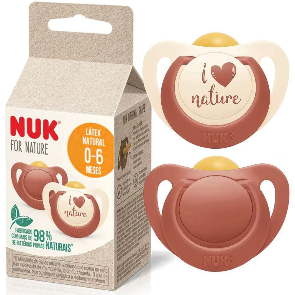 Kit 2 Chupeta Nuk For Nature Látex Natural Tamanho 1 Menina 0 A 6 Meses Recém Nascido