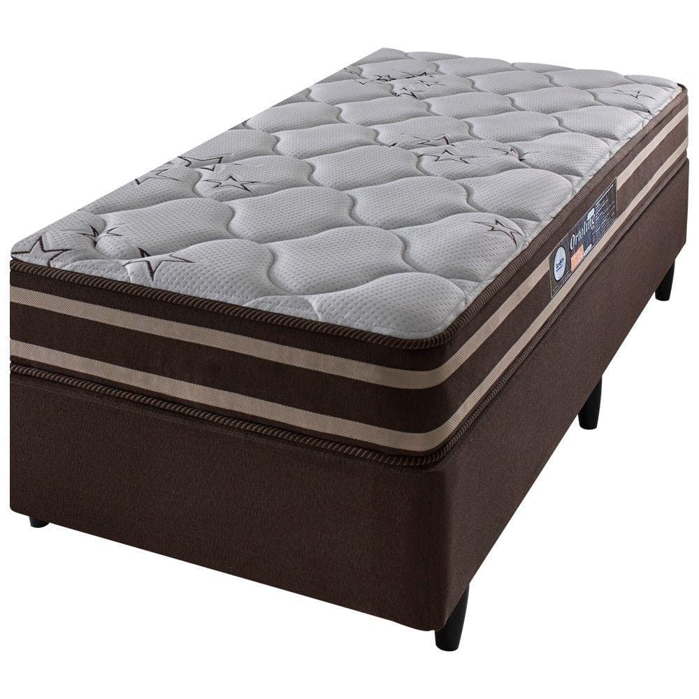 Cama Box Solteiro Marrom + Colchão Espuma D70/D28 Dupla Face Oakland 88x188x66cm