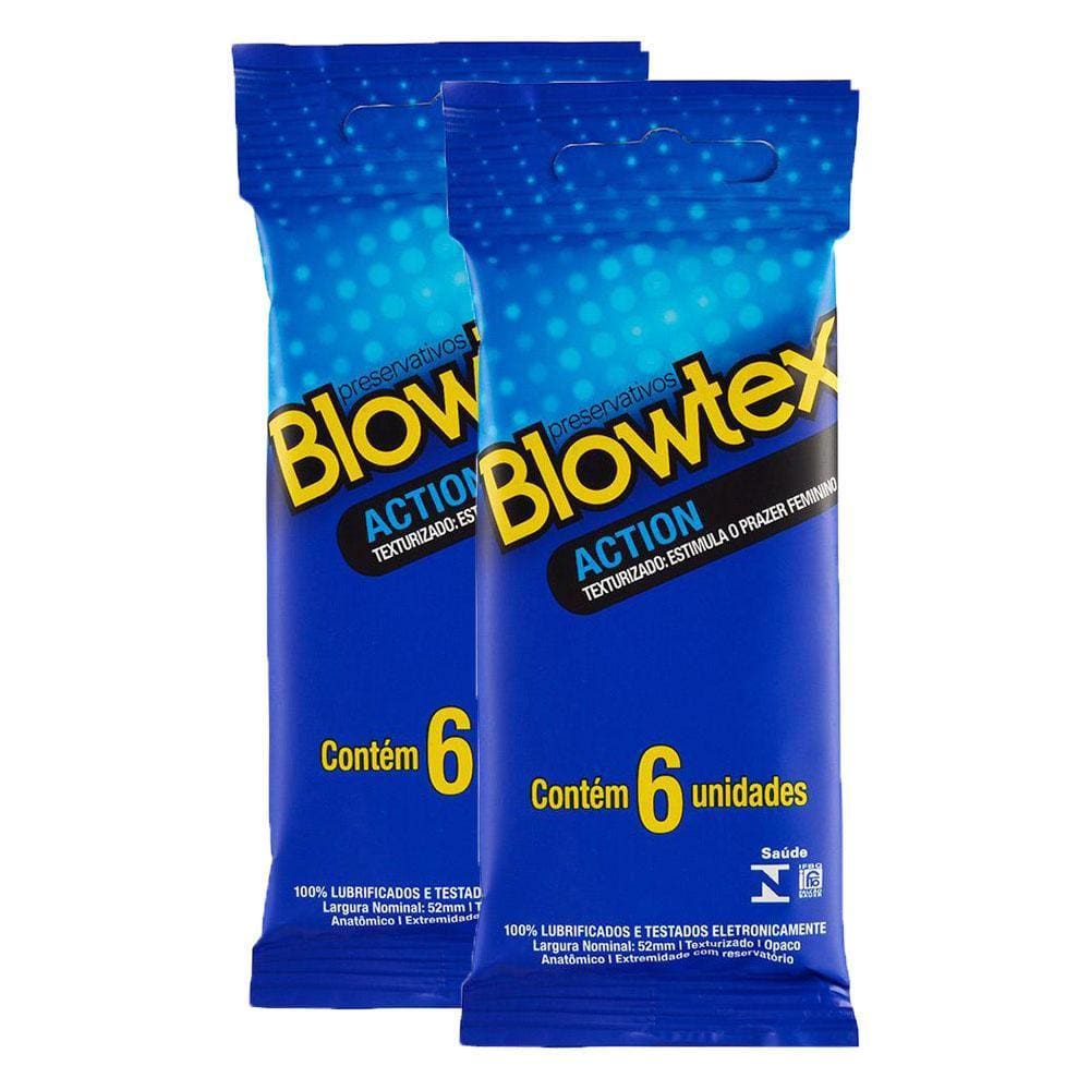 Kit 2 Pacotes Preservativo Blowtex Action C/ 6 Unidades Cada