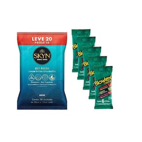 Kit Preservativo Blowtex Twist c/ 30 Un. + Lenços Umedecidos Skyn Leve 20 Pague 16
