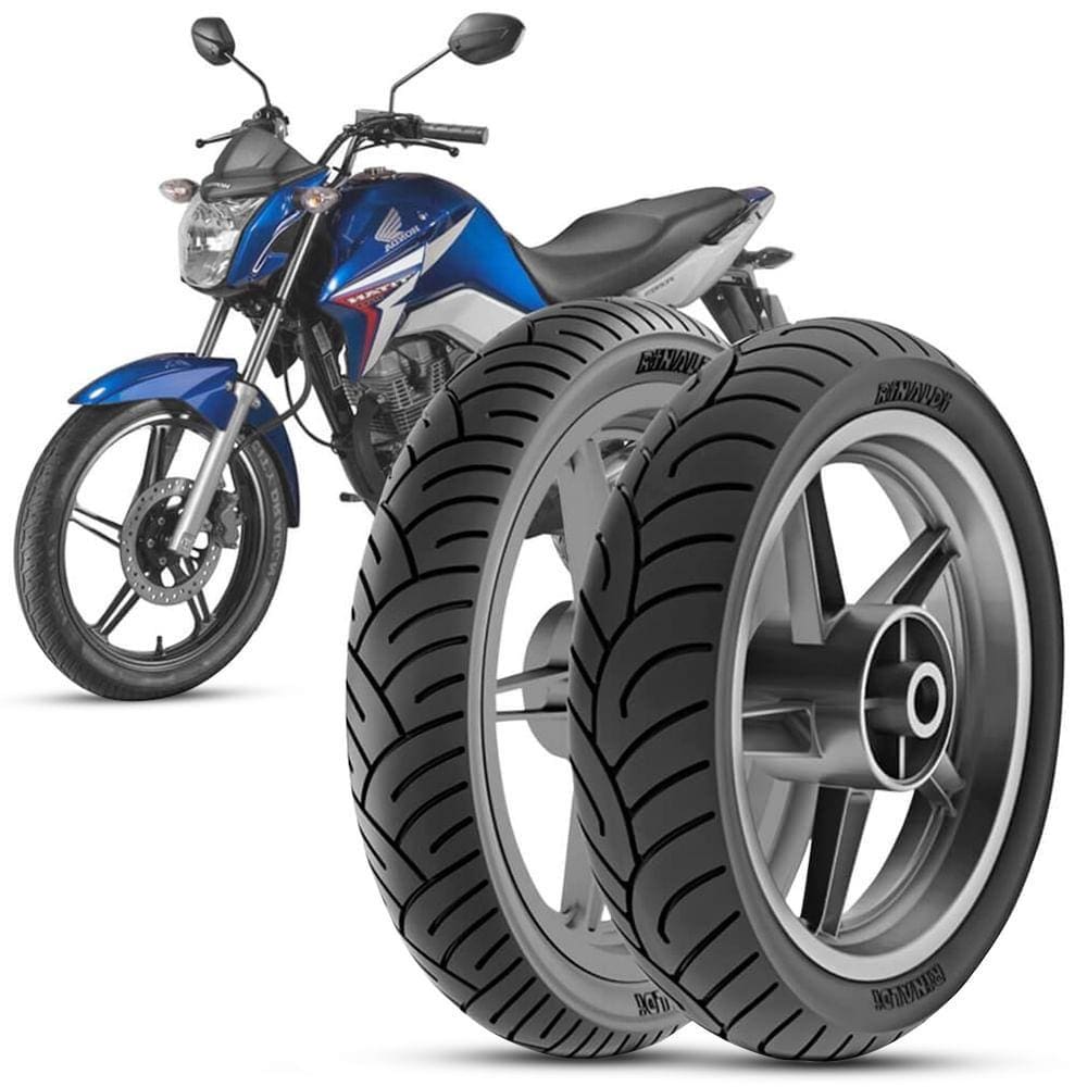 2 Pneu Moto Cg Titan Rinaldi 90/90-18 57p 80/100-18 47p Hb37