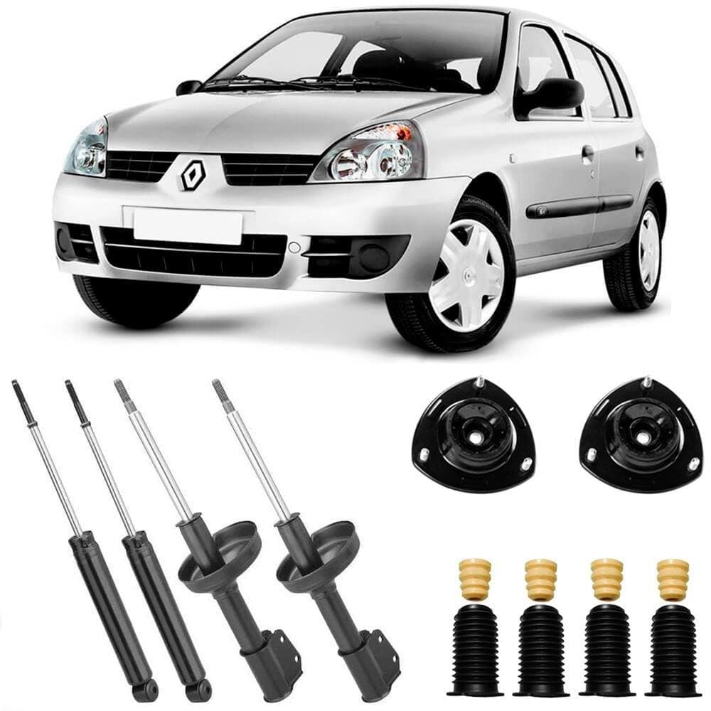 4 Amortecedor Renault Clio 2000 a 2011 Dianteiro Traseiro Nakata e Kit