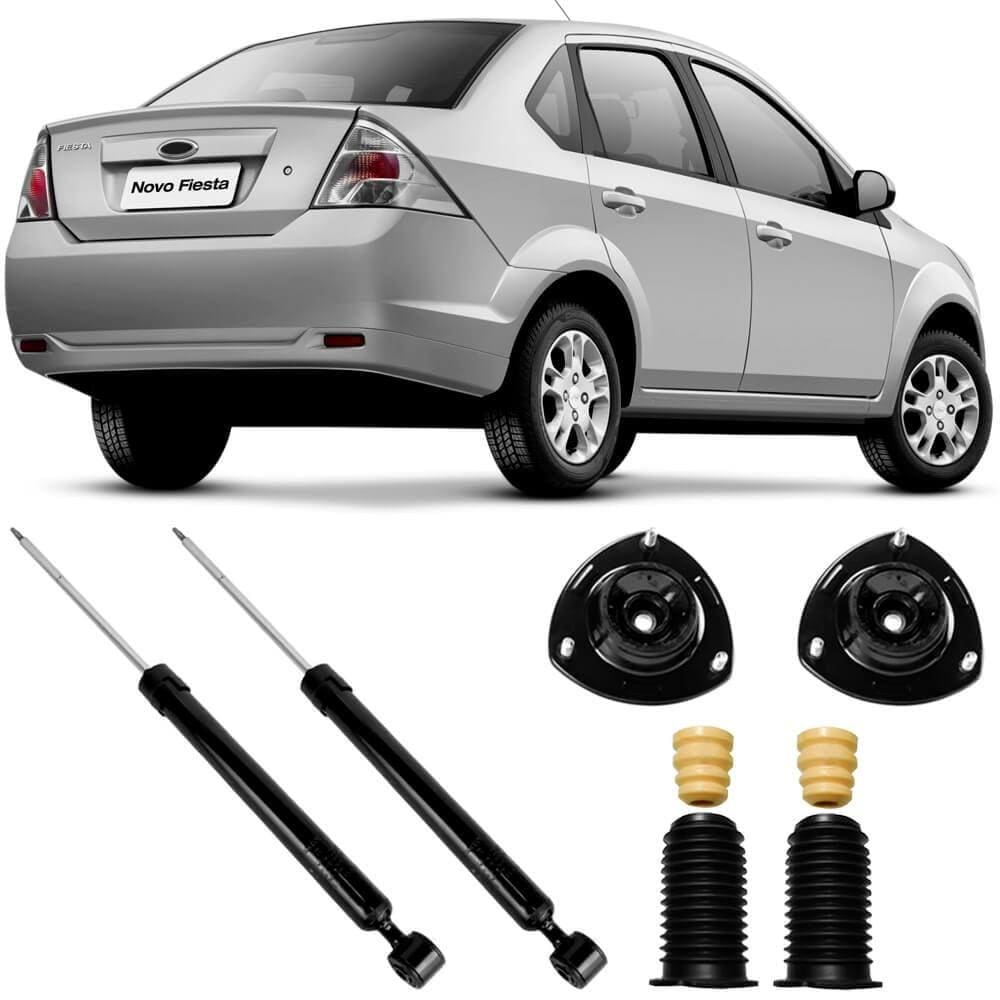 2 Amortecedor Ford Fiesta Sedan 2011 a 2016 Traseiro Nakata e Kit