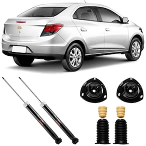 2 Amortecedor Prisma 2012 2013 2014 2015 2016 2017 2018 2019 Traseiro Cofap + Kit Batente, Coifa E C