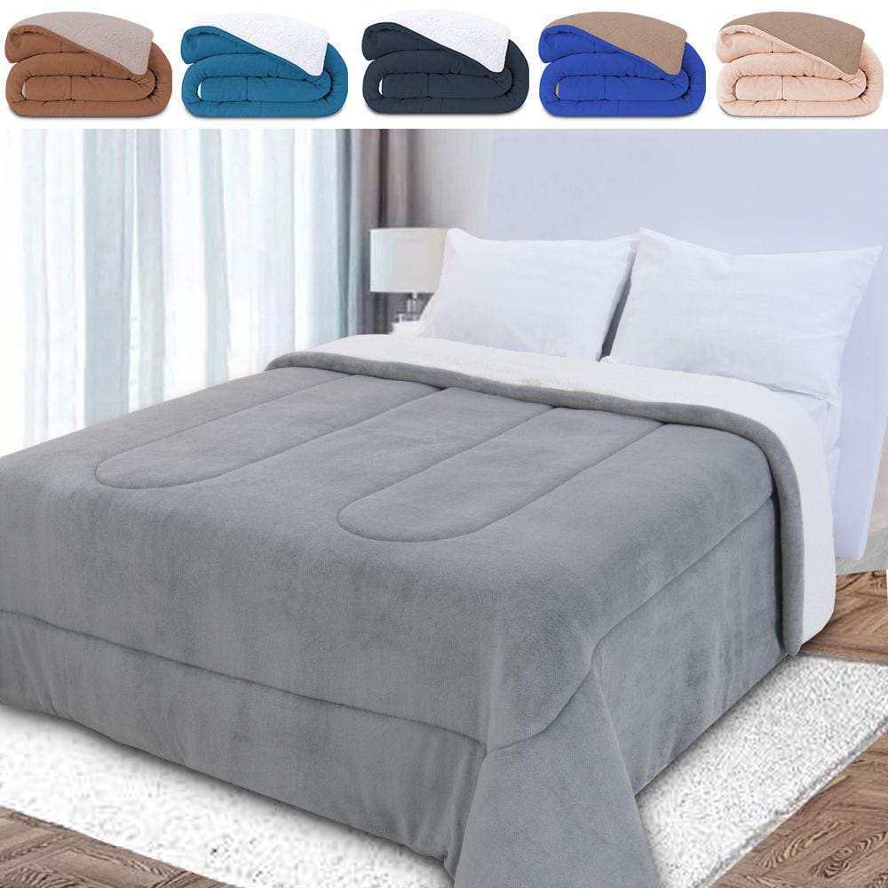Coberdrom Queen Edredom Dupla-face Soft Aveludado e Sherpa tipo Lã 240x240cm - BF Colchões