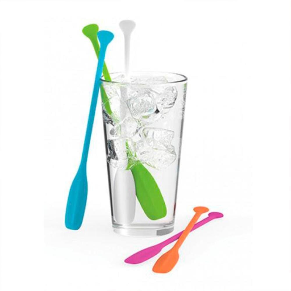 Kit 5 Mexedores Colher Coquetéis Drink Colorido Du Vin Prana