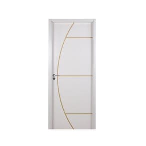 Kit Porta de Madeira Decorada 215x84cm com Batente de MDF Ultra 16cm Gaúcha MGM Branco