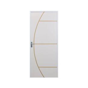 Kit Porta de Madeira Decorada 212x75cm com Batente de Aluminio 3,6cm Gáucha MGM Branco