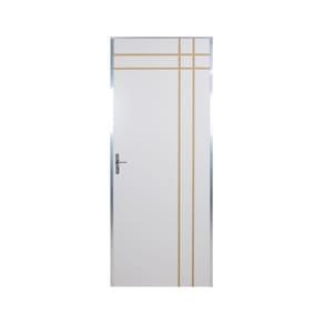 Kit Porta de Madeira Decorada 212x95cm com Batente de Aluminio 3,6cm Mantiqueira MGM Branco