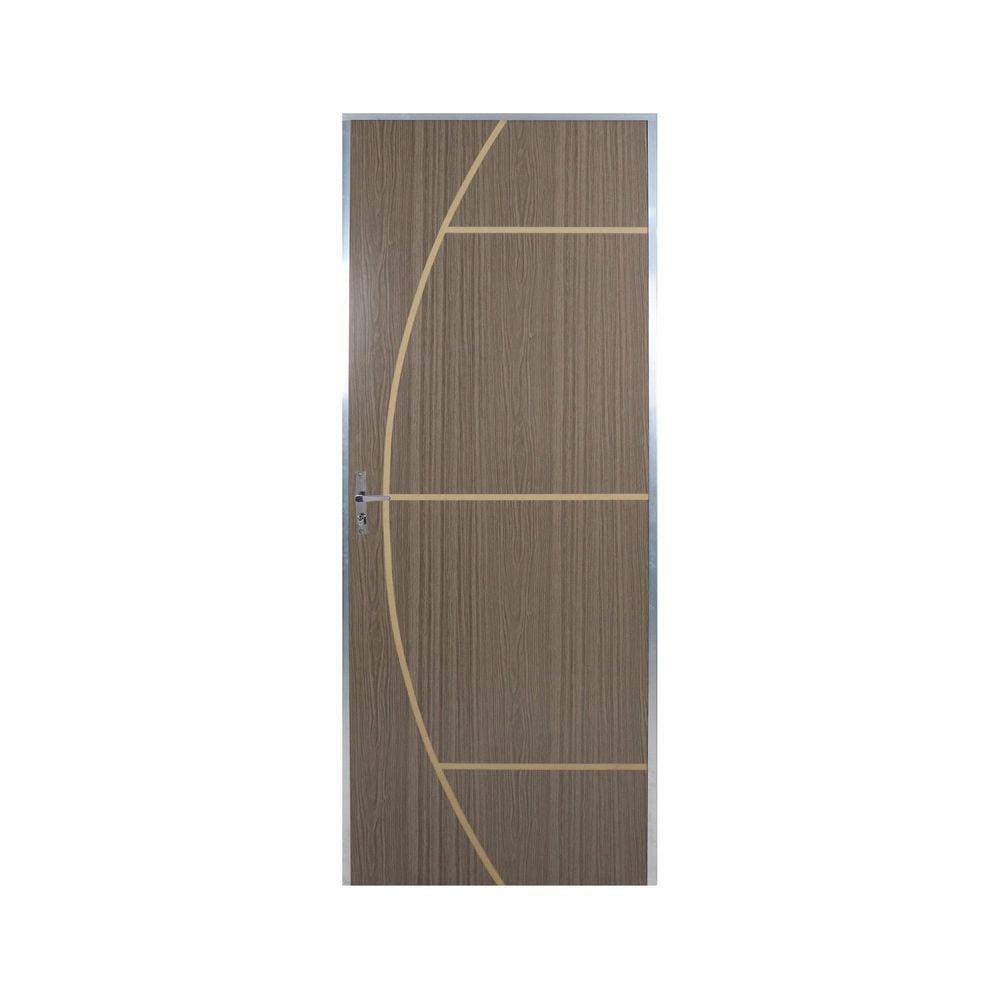 Kit Porta de Madeira Decorada 212x95cm com Batente de Aluminio 3,6cm Gáucha MGM Carvalho Quebec