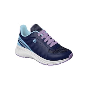 Tênis Infantil Feminino Ortopé Flex Run Cadarço Elástico Azul Marinho e Lilás