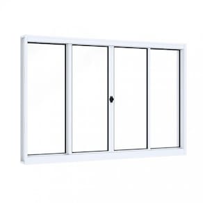 Janela de Aço de Correr 100x150cm 4 Folhas com Vidro Liso Riobras Branco