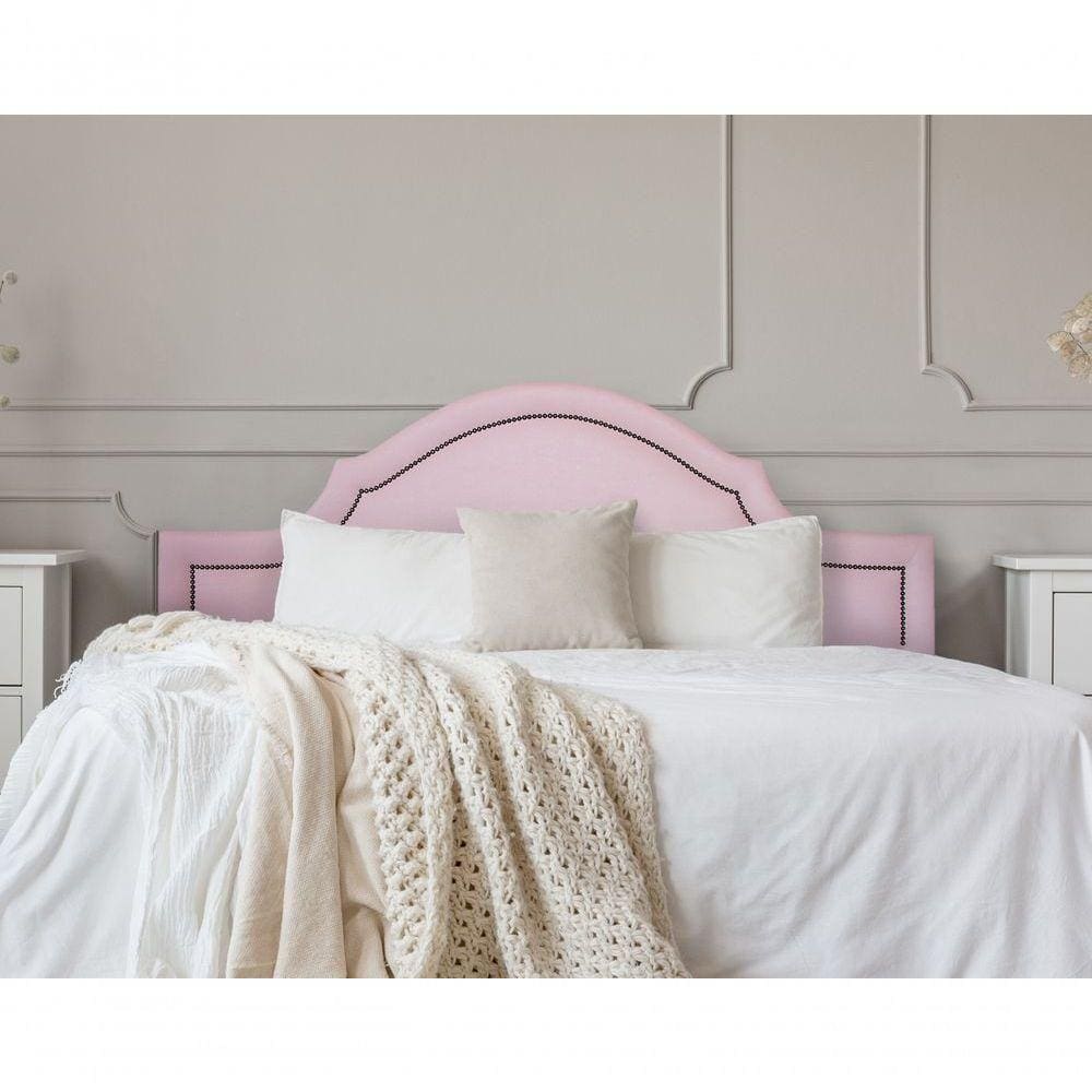 Cabeceira Queen Luxo 160X60 Rosa Tachas Fumê