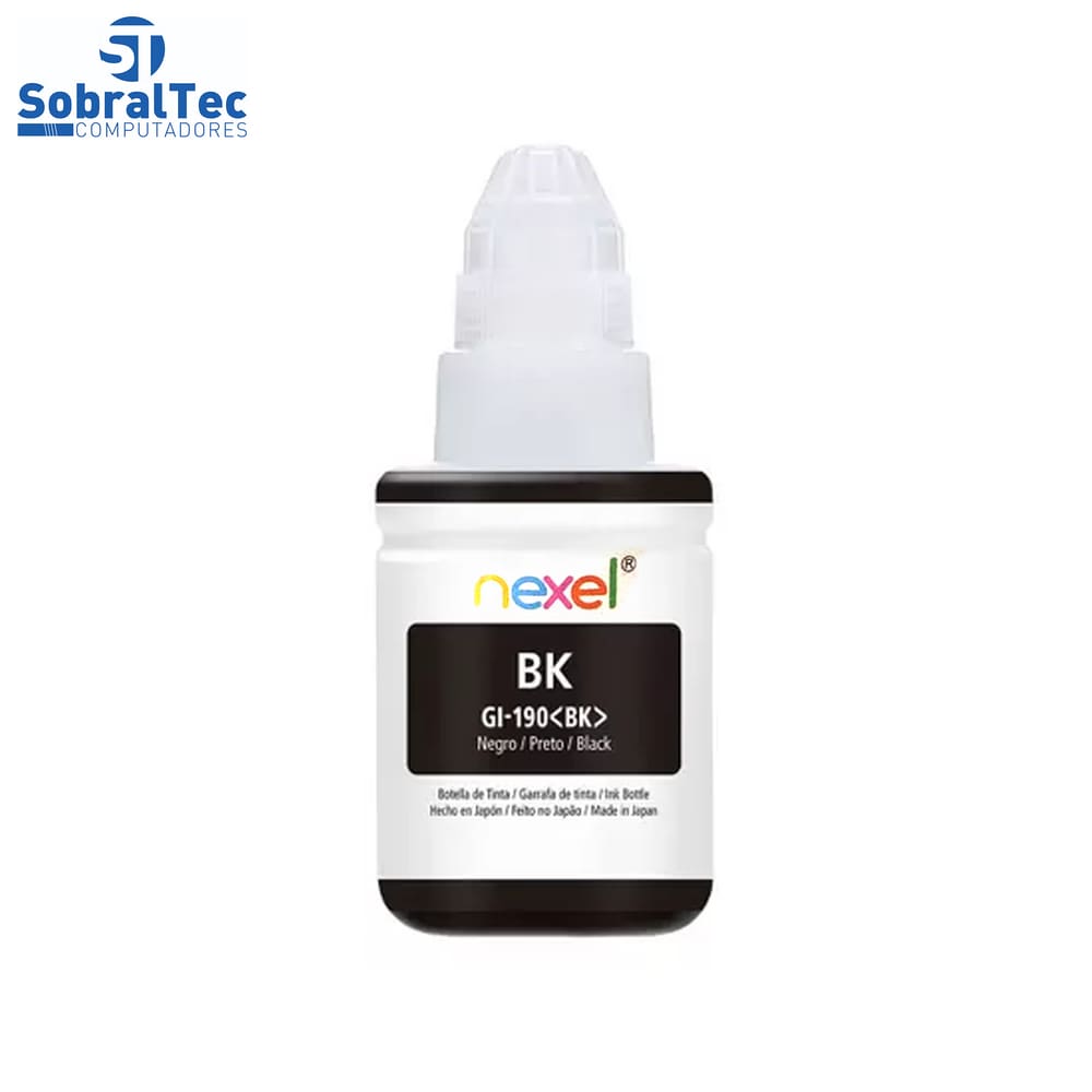 Refil De Tinta Compativel Canon Nexel Preto GL-190 135ML- Para 1100-2100-3100-3102-4100-4102