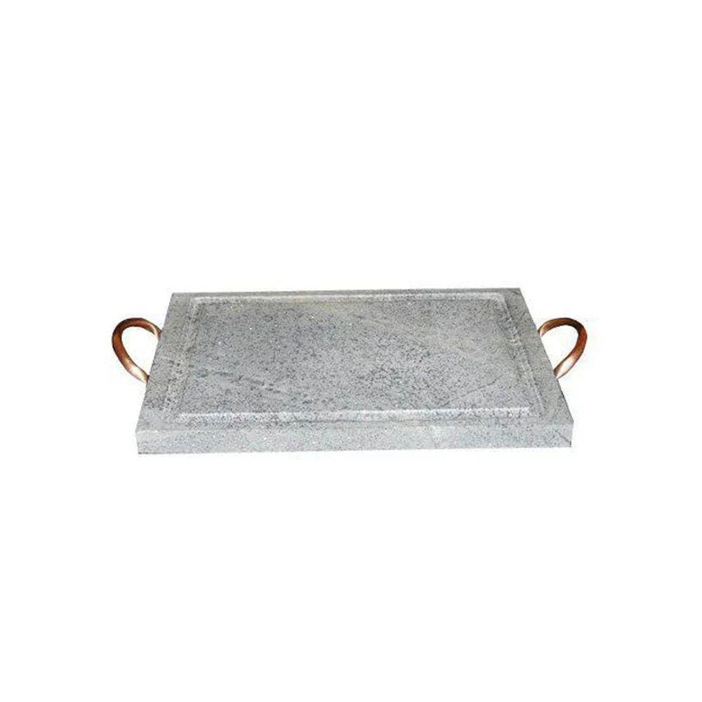 Grelha Retangular Pedra Sabão com Alça de Cobre 20x30 Cm