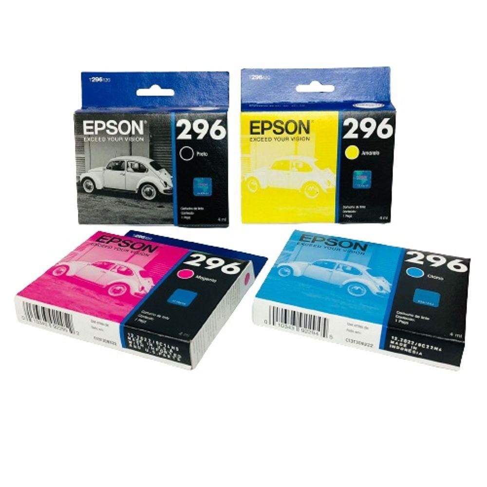 Kit 4 cores Genuíno epson cartucho 296 - preto, ciano, magenta e amarelo