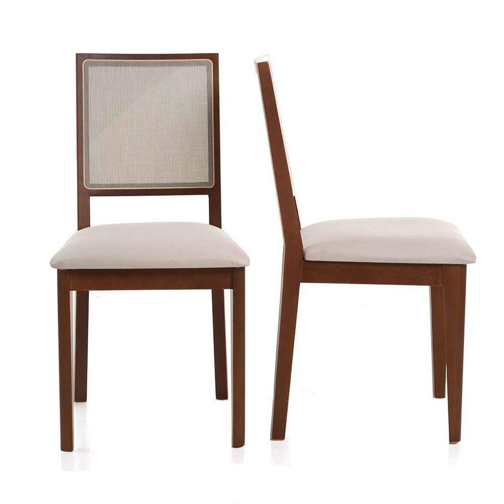 conjunto com 2 cadeiras sila imbuia e bege