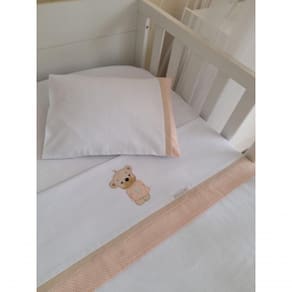 Conjunto De Lençol De Berço Ursa Rosa Feminino