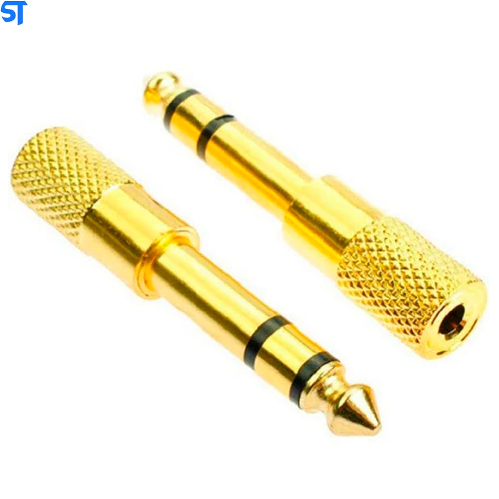 Plug Adaptador Gold P2 / P10 Stereo Para Fone De Ouvido
