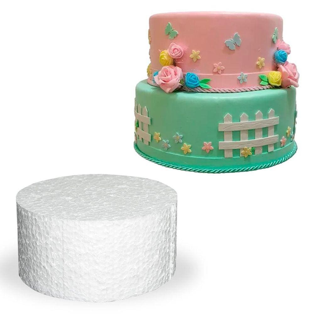 Base Isopor Redondo Decorar Bolo Fake 20X10Cm