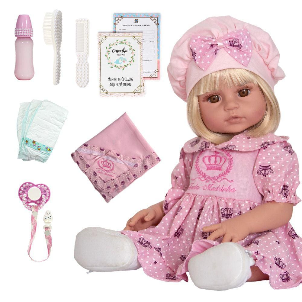 Bebê Reborn Menina Silicone, Fofa, Princesa, Original em Promoção