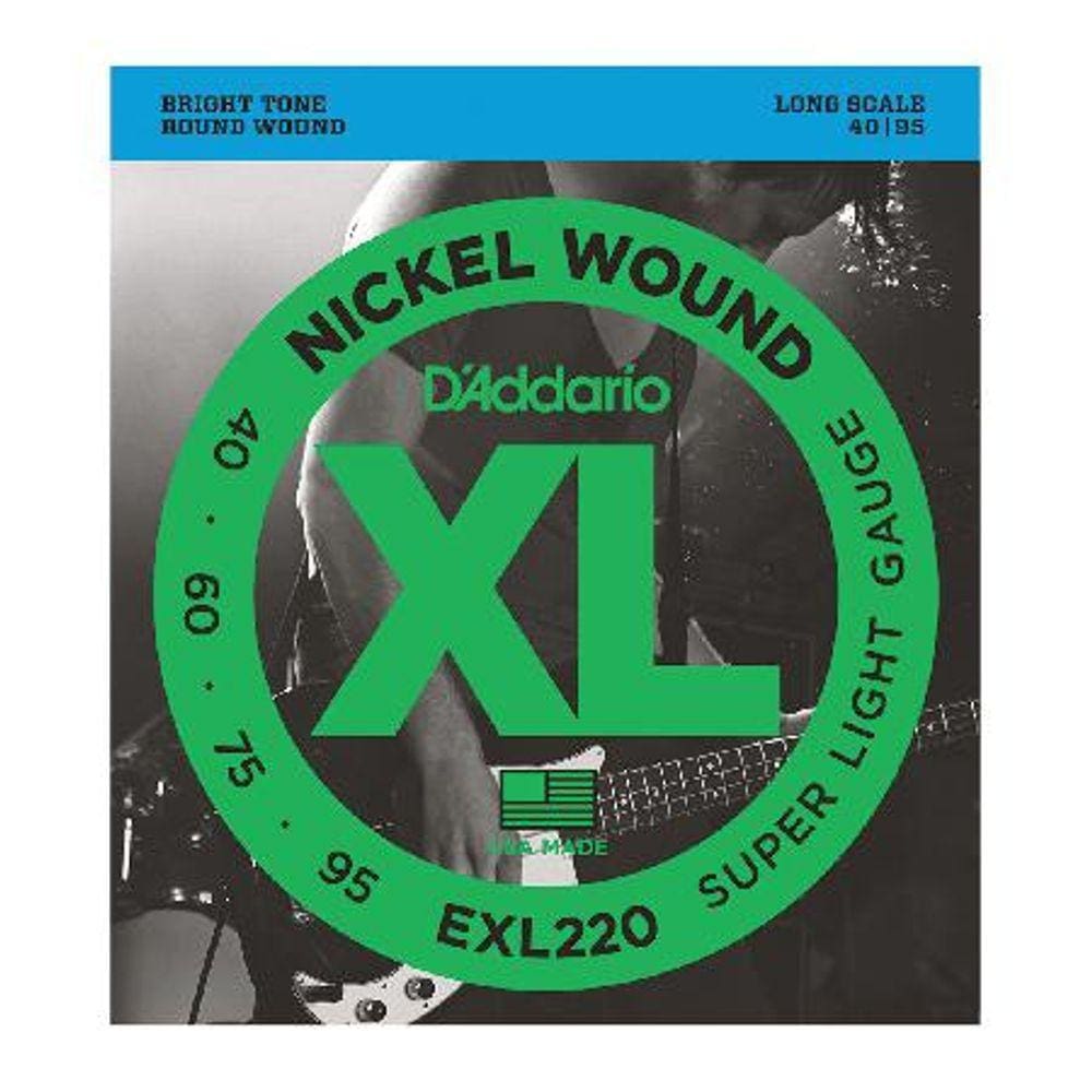 Encordoamento para Baixo Eletrico 4 Cordas EXL220 Super LIGHT/ESCALA Longa