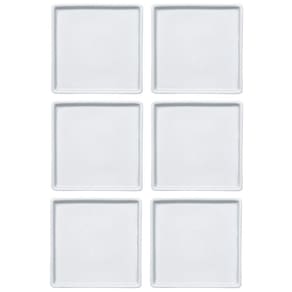 Jogo 6 Pratos Quadrados Rasos em Porcelana 16x16cm Americana Germer Branco