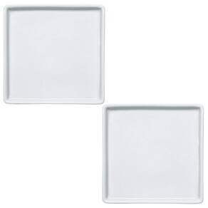 Jogo 2 Pratos de Pão Quadrados Rasos em Porcelana 16x16cm Americana Germer Branco