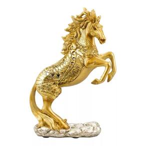 Cavalo Dourado Empinando 28cm - Resina Animais