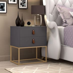 Mesa De Cabeceira Lateral Unic Pé De Ferro Dourado 45cm