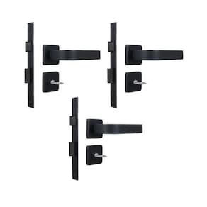 Kit 3 Fechaduras Para Banheiro Roseta Módena Preto Fosco MGM 40mm