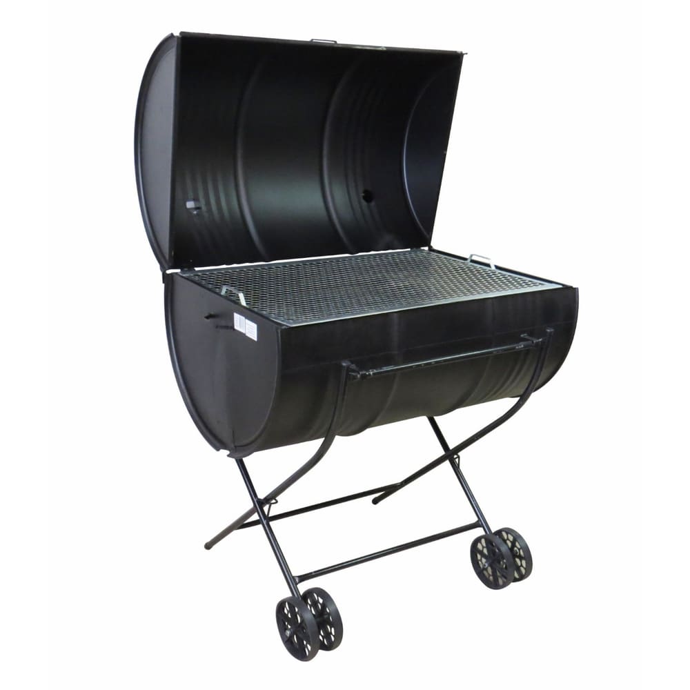 Churrasqueira a Bafo Tambor 200 Litros com grelha e carrinho