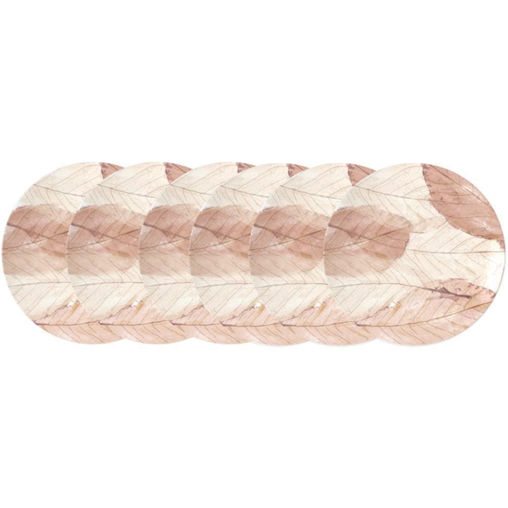 Jogo De Pratos Sobremesa Tramontina Rose 21Cm 6 Pç