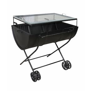 Churrasqueira Meio Tambor com Grelha e Carrinho 200L