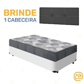 Box Solteiro Branco + Cabeceira Painel Iris Preta + Colchão De Molas ISO SuperPocket 88cm