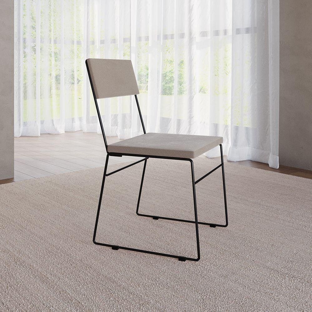 Cadeira De Jantar Estofada Málaga Veludo Bege Bege