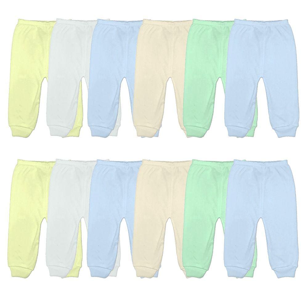Kit 12 Pçs Calça Mijão Bebê Liso 100% Algodão Pé Aberto