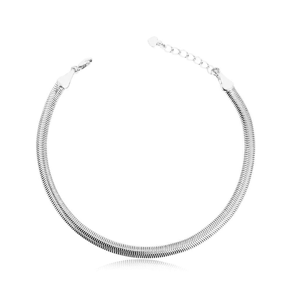Pulseira Malha Fio Alemão 4mm Delicada  Banhada a Prata