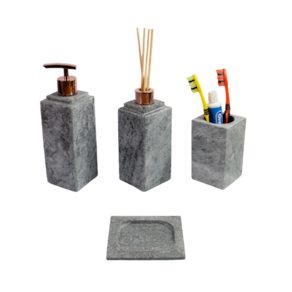 Kit Banheiro Bancada Lavabo Luxo em Pedra Sabão N04 Rosê