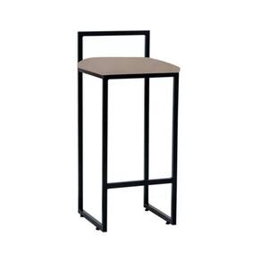 Banqueta Industrial Premium Aço Preta Assento Bege Preto