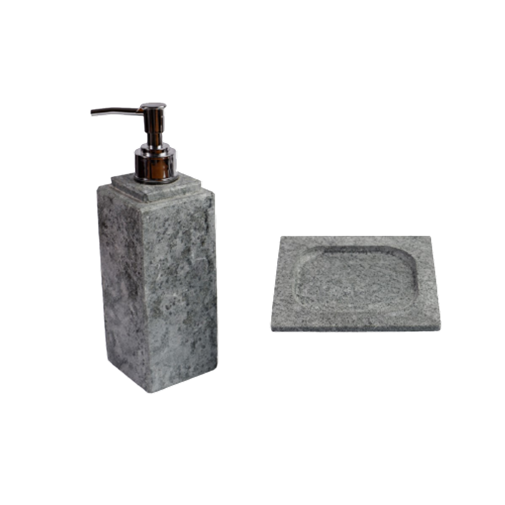 Kit Banheiro Bancada Lavabo Luxo em Pedra Sabão N02 Prata