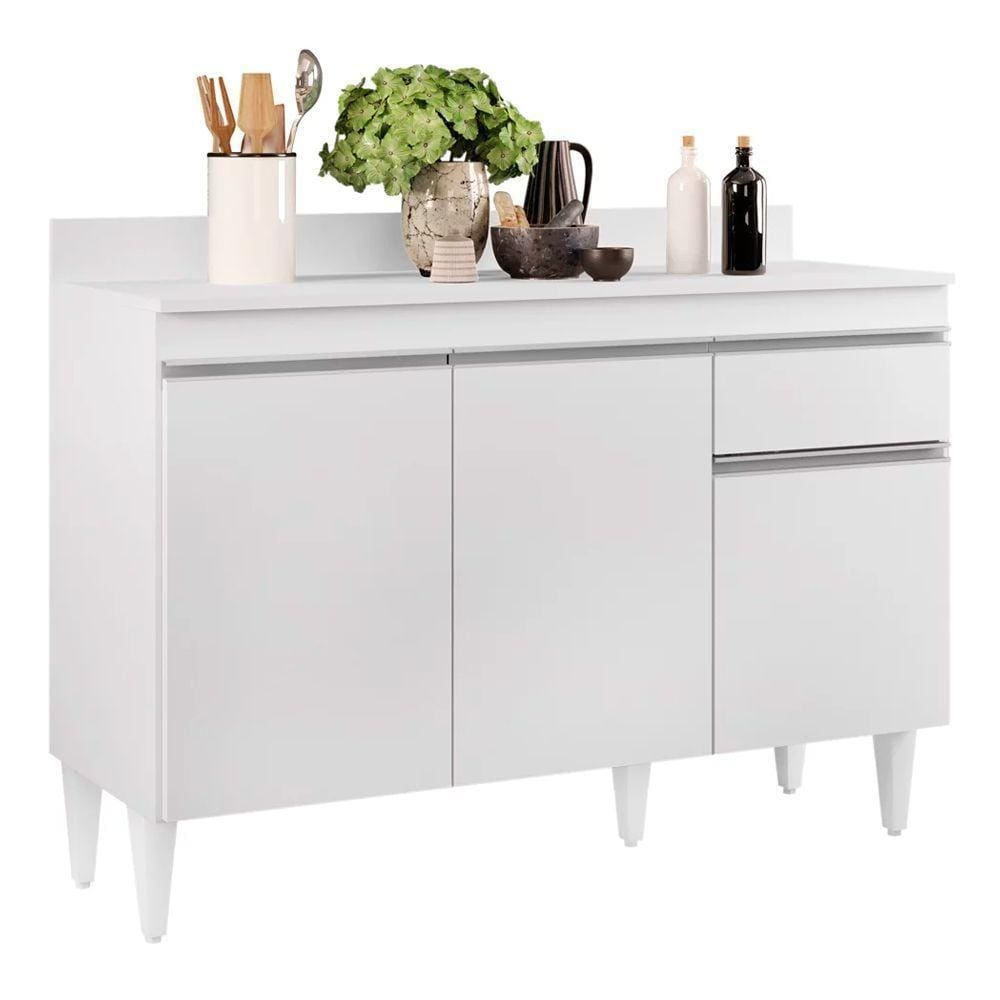 Balcão 01 Gaveta Vick 120Cm Branco