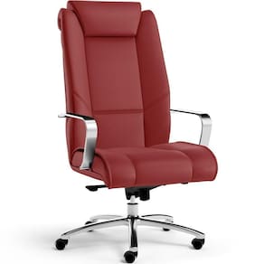 Cadeira De Escritório Presidente Tecido Sintético Vermelho