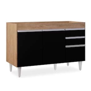 Balcão 02 Gavetas 120Cm Castanho Preto