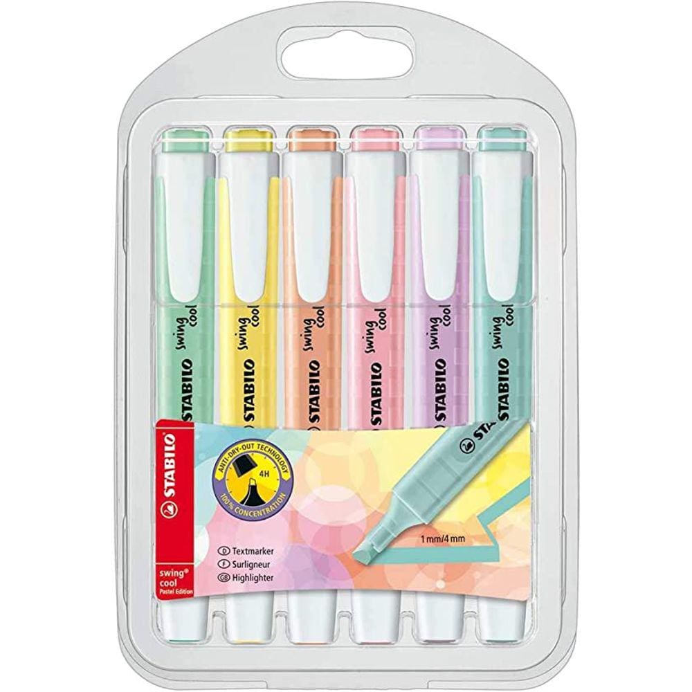 Marca Texto Swing Cool Patel Com 6 Cores da Stabilo Ref 275/6-08